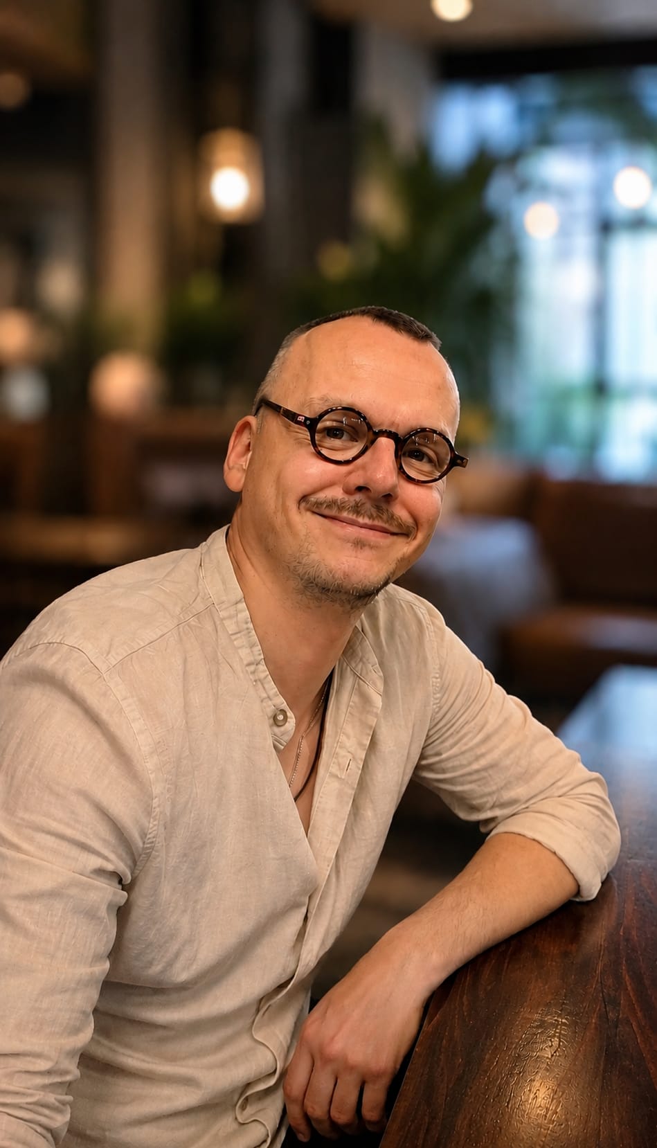 Łukasz Wrona, Polish language teacher, smiling